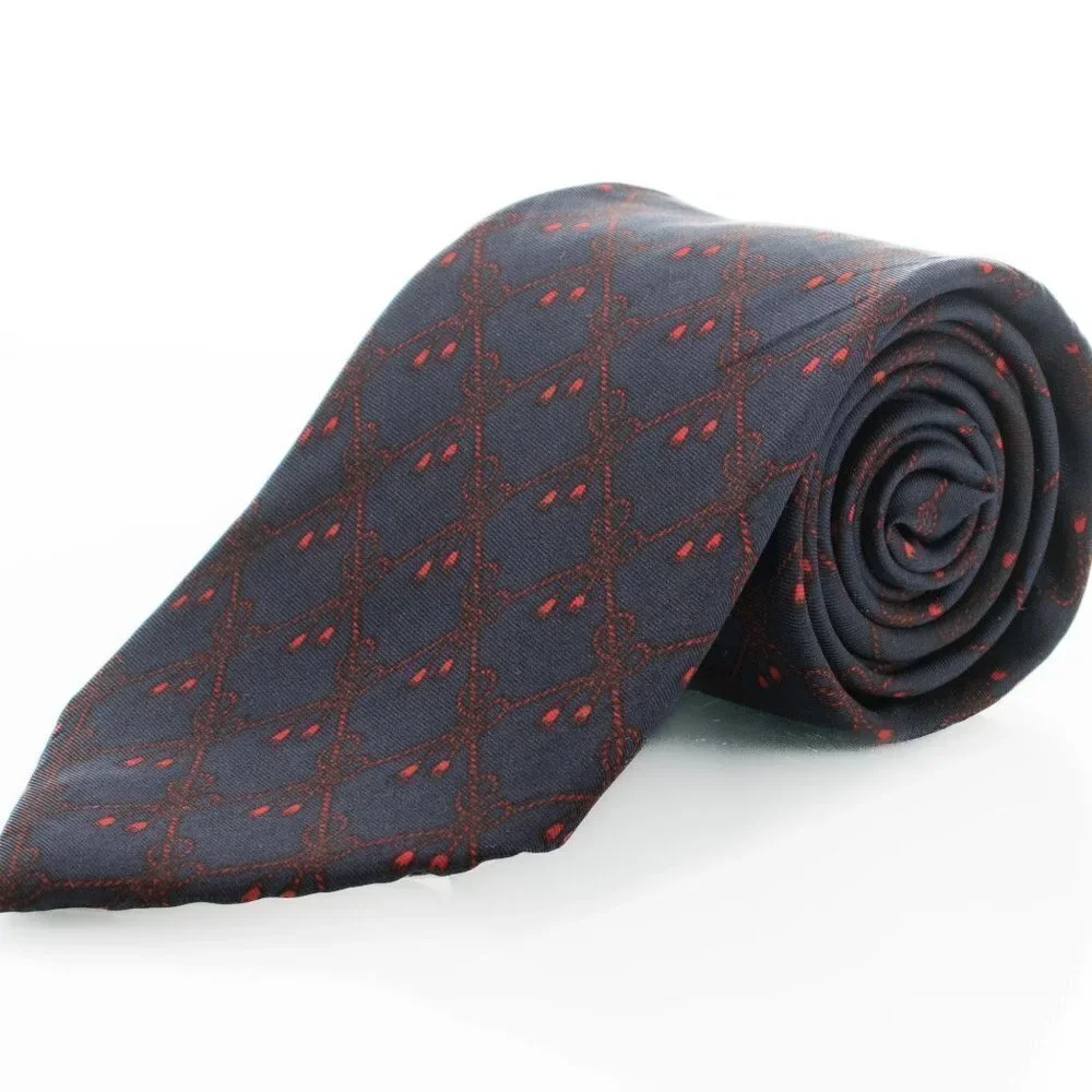 DIOR 100% Silk Tie | Blue with Red Ropes and Tassles Pattern - Picture 1 of 6